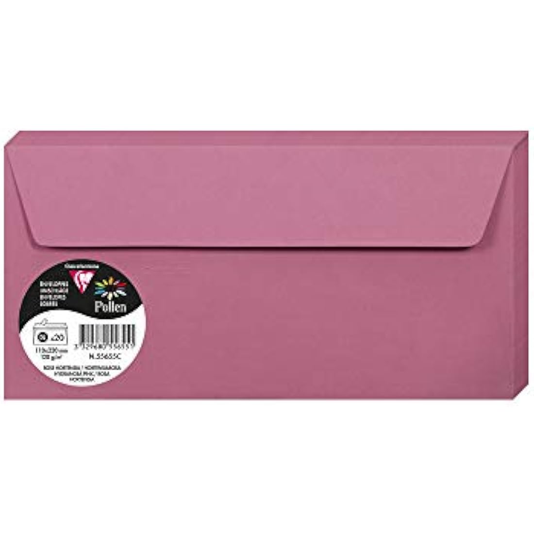 Clairefontaine - Ref 55655C - Pollen Adhesive Envelopes (Pack of 20) - DL Sized, 120gsm Paper, Printer-Compatible, Acid Free, Adhesive Strip for Easy Seal - Hydrangea Pink