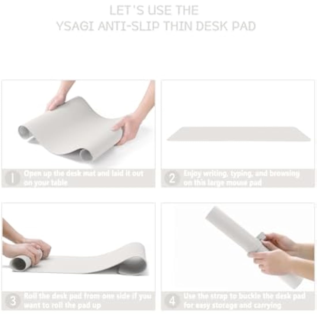 YSAGi Non-Slip Desk Pad, Waterproof PVC Leather Desk Table Protector, Ultra Thin Large Mouse Pad, Easy Clean Laptop Desk Writing Mat for Office Work/Home/Decor (90 x 43 cm, Gray)