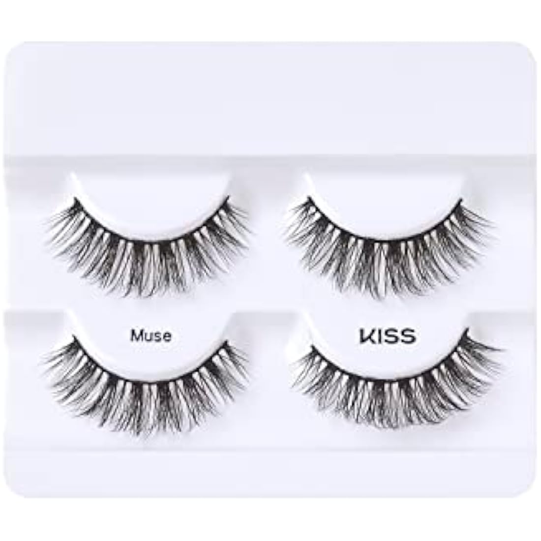 KISS Lash Couture Faux Mink Collection Double Pack of False Lashes, Muse, Ultrafine, Tapered, Synthetic Fake Lashes includes Lash Glue