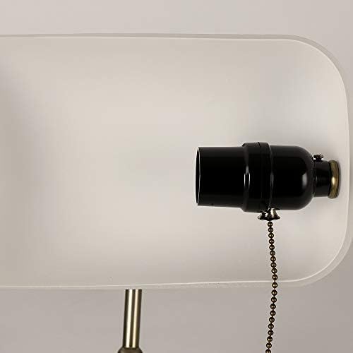Newrays White Matted Glass Bankers Desk Lamp with Pull Chain Switch Plug in Fixture