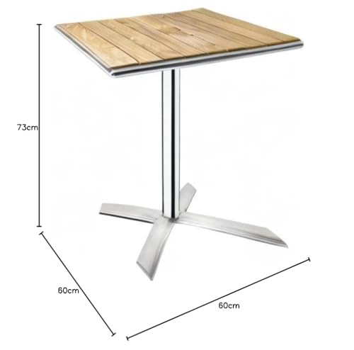 Bolero Bistro Dining Flip Top Square Table in Ash Wood - Indoor Outdoor Patio Bar Café Restaurant Furniture - 730x600x600mm