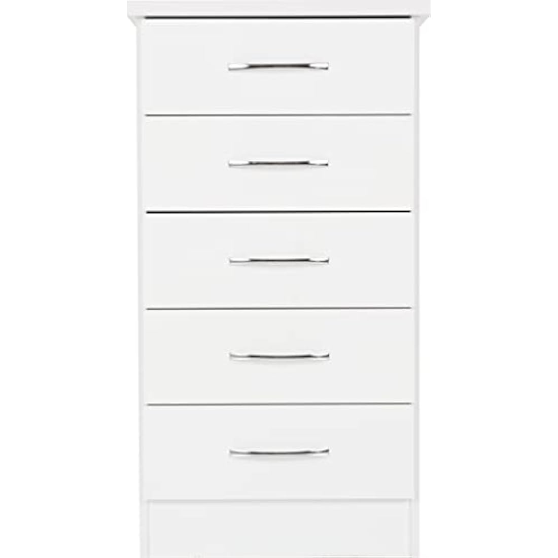 Seconique Nevada 5 Drawer Narrow Chest in White Gloss
