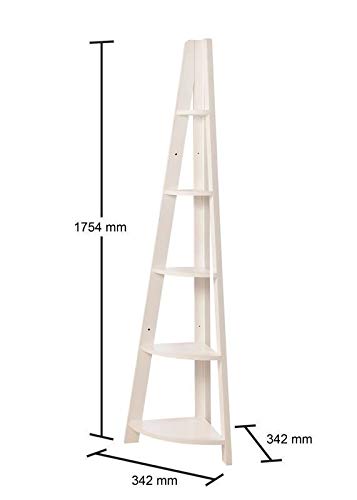 Timber Art Design UK Riva 5 Tier Corner Ladder Retro Open Wall Unit Shelving Scandinavia Contemporary Organiser For Modern Living Room Bedroom Hallway