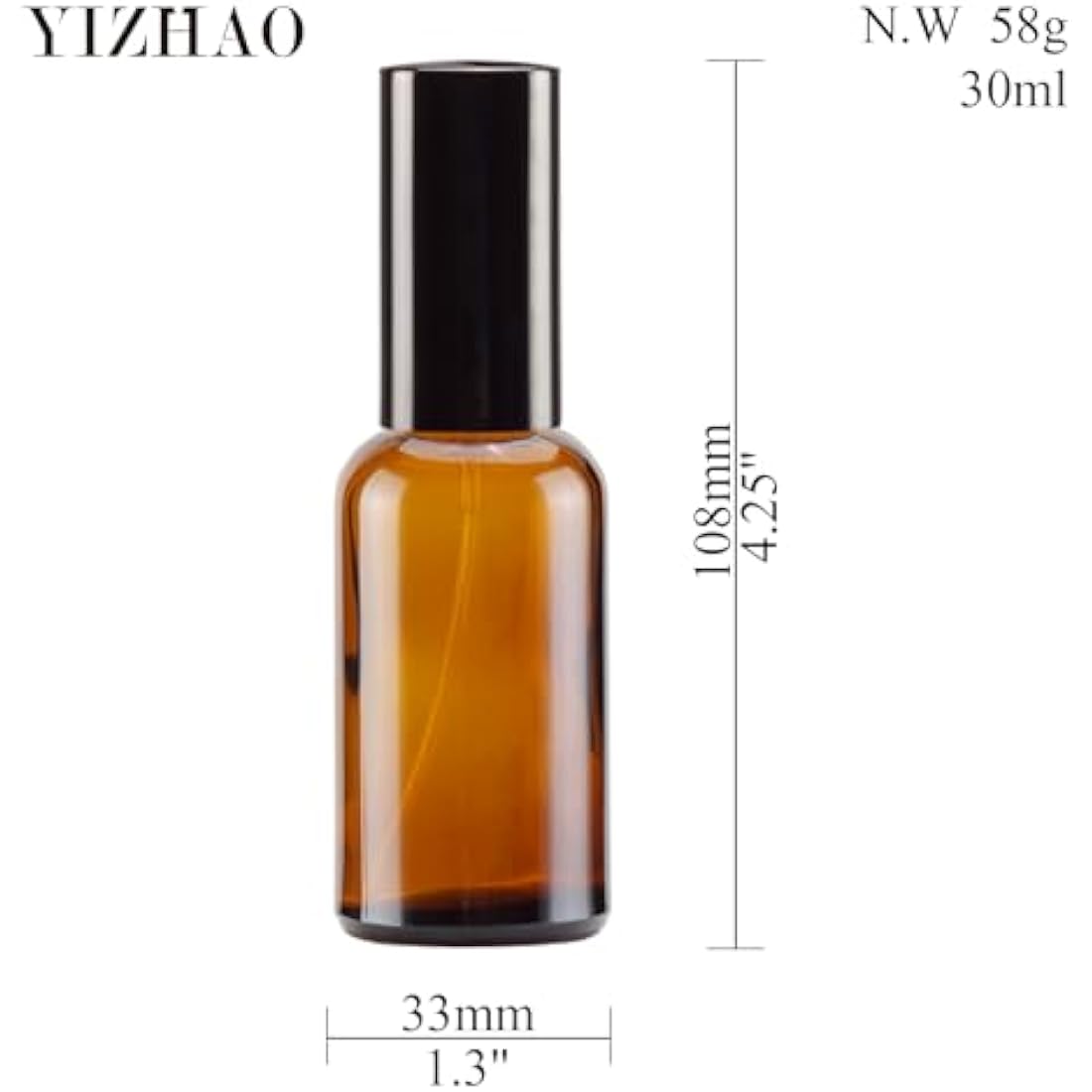Yizhao 30ml Amber Glass Spray Bottle, Empty fine mist spray Bottles with Metal Cap for Cleaning，Aromatherapy, Essential oil Diffuser,Massage,Hair,Pet – 6 Pcs