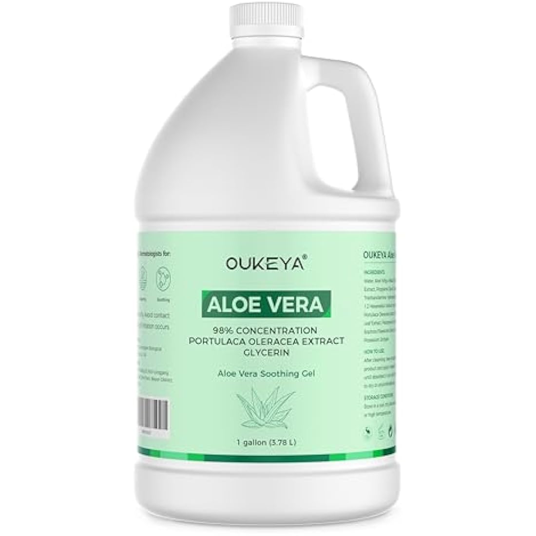 OUKEYA 98% Organic Aloe Vera Gel with 2% Niacinamide, Soothing, Hydrating & Repairing for Face, Body & Hair, After Sunburn Relief, Acne Treatment, Skin Tone Improvement, Anti-Inflammatory, 3785ML