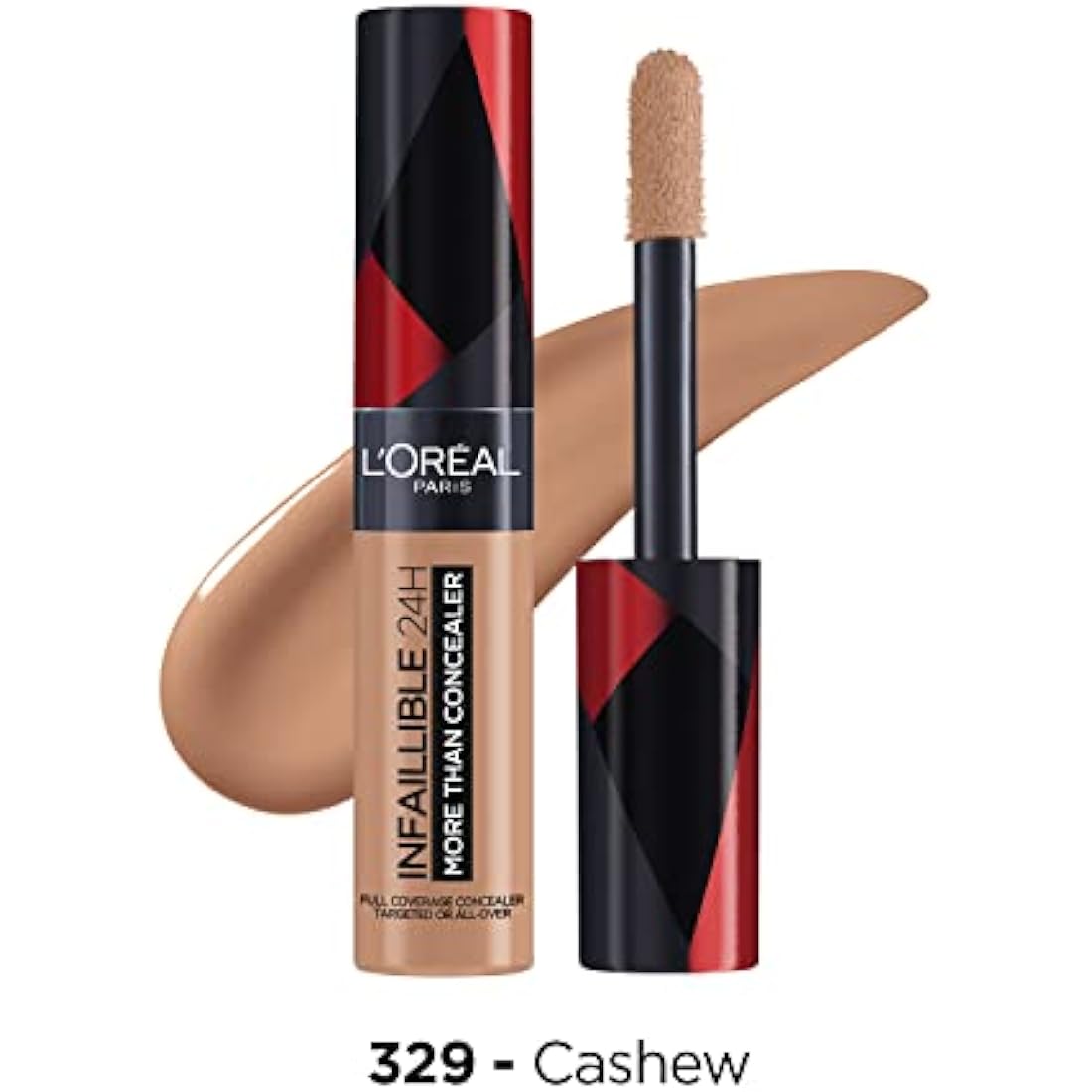 L'Oréal Paris Infallible 24H More Than Concealer, Full-coverage, Longwear and Matte Finish, 329 Cashew
