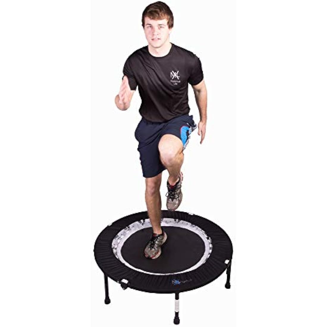 British Brand MaXimus PRO Folding Rebounder Fitness Trampoline | Voted #1 Indoor Mini Exercise Trampoline For Adults With Handlebar | Storage Bag, Resistance Bands, Free Awesome ONLINE & DVD Workouts!