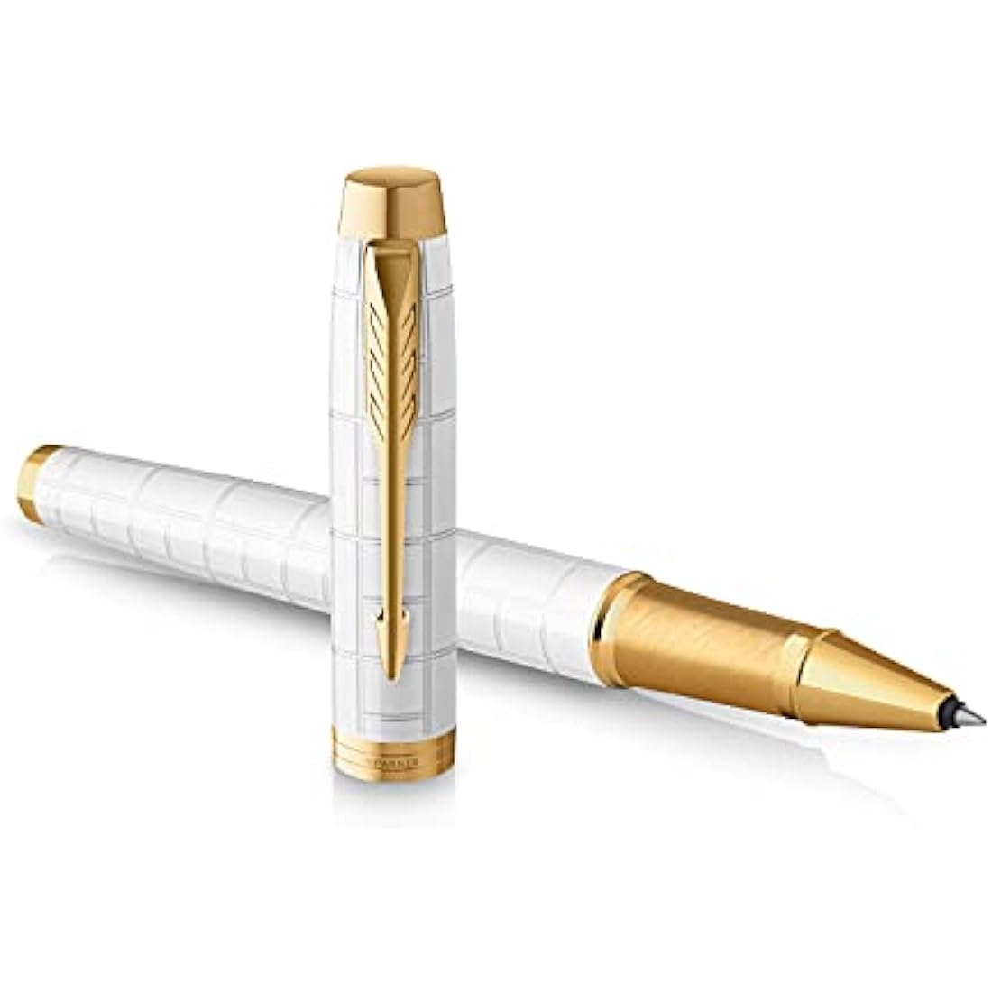 Parker IM Rollerball Pen | Premium Pearl Lacquer with Gold Trim | Fine Point with Black Ink Refill | Gift Box