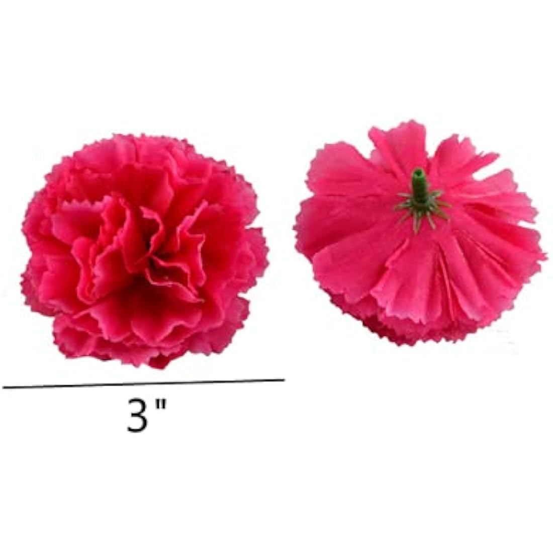 Rikyo 50 Artificial Silk Carnation Flower Head with Stems Set,Vase Fillers for Home Decor Party Birthday Cake Ornaments,Handmade Wrist Corsage, 3''Multiple Petals Heads & 8'' (Champagne)