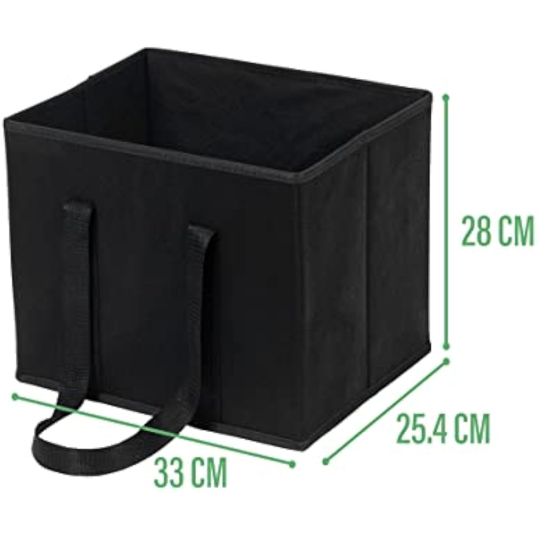 VENO 3 Pack Reusable Shopping Trolley Bags Set, Heavy Duty Collapsible Grocery Box Bag with Reinforced Bottom, Folding Tote Bag Storage Bins (Black - Set of 3)