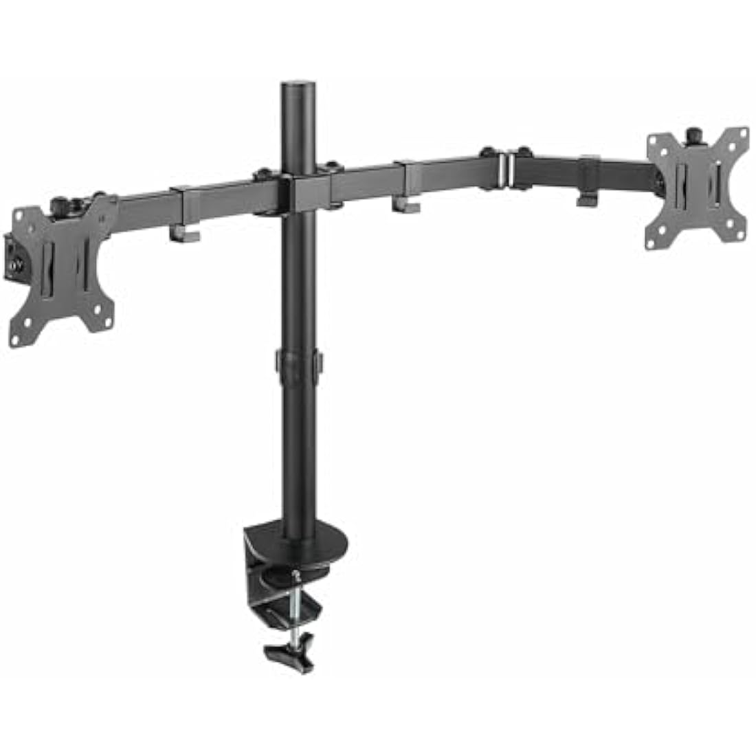 Audizio MAD20 Dual Monitor Desk Mount with Adjustable Steel Arms for 13-32" Screens – Full Motion, Height Adjustable, Tilt, Swivel, 360° Rotation, VESA 75x75 & 100x100, Black