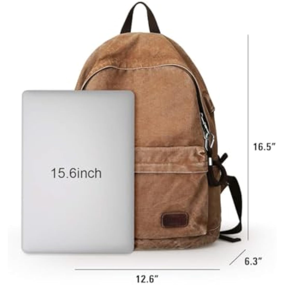Muzee Canvas School Backpack with 15.6 inch Laptop for Men Women, Lightweight Anti-Theft Travel Daypack College Student Backpack Mit USB Charging Port