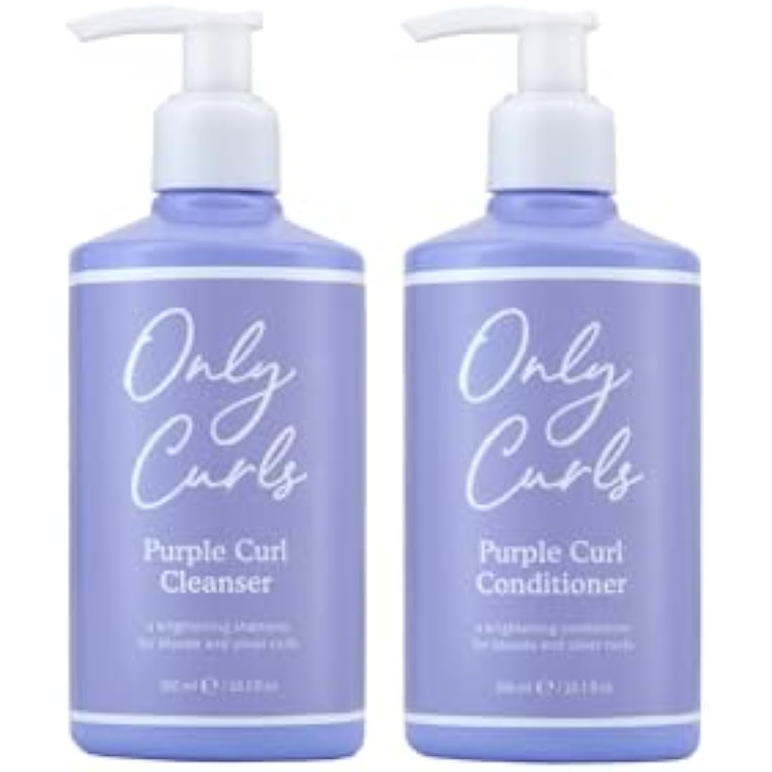 Only Curls Purple Curl Cleansing Bundle, 300ml x2, Curly Hair Products, Purple Shampoo & Conditioner, Neutralise Brassiness, Strengthen & Moisturise, Brighten Blonde Hair, For All Curly Hair Types