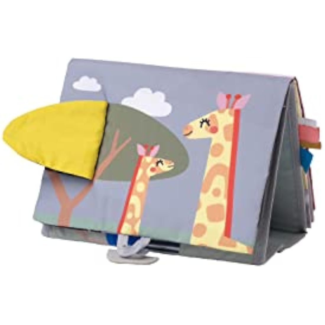 Taf Toys Savannah Tummy-time Newborn Baby Book. Double-sided Sensory Pages Includes Baby Safe Mirror, High Contrast Pictures, Crinkle Textures & Baby Teether. Gift Suitable for Boy & Girls from Birth