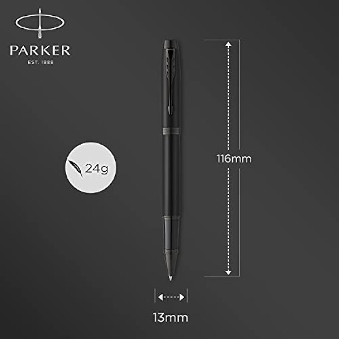 Parker IM Rollerball Pen | Matte Black with Black Trim | Fine Point with Black Ink Refill | Gift Box