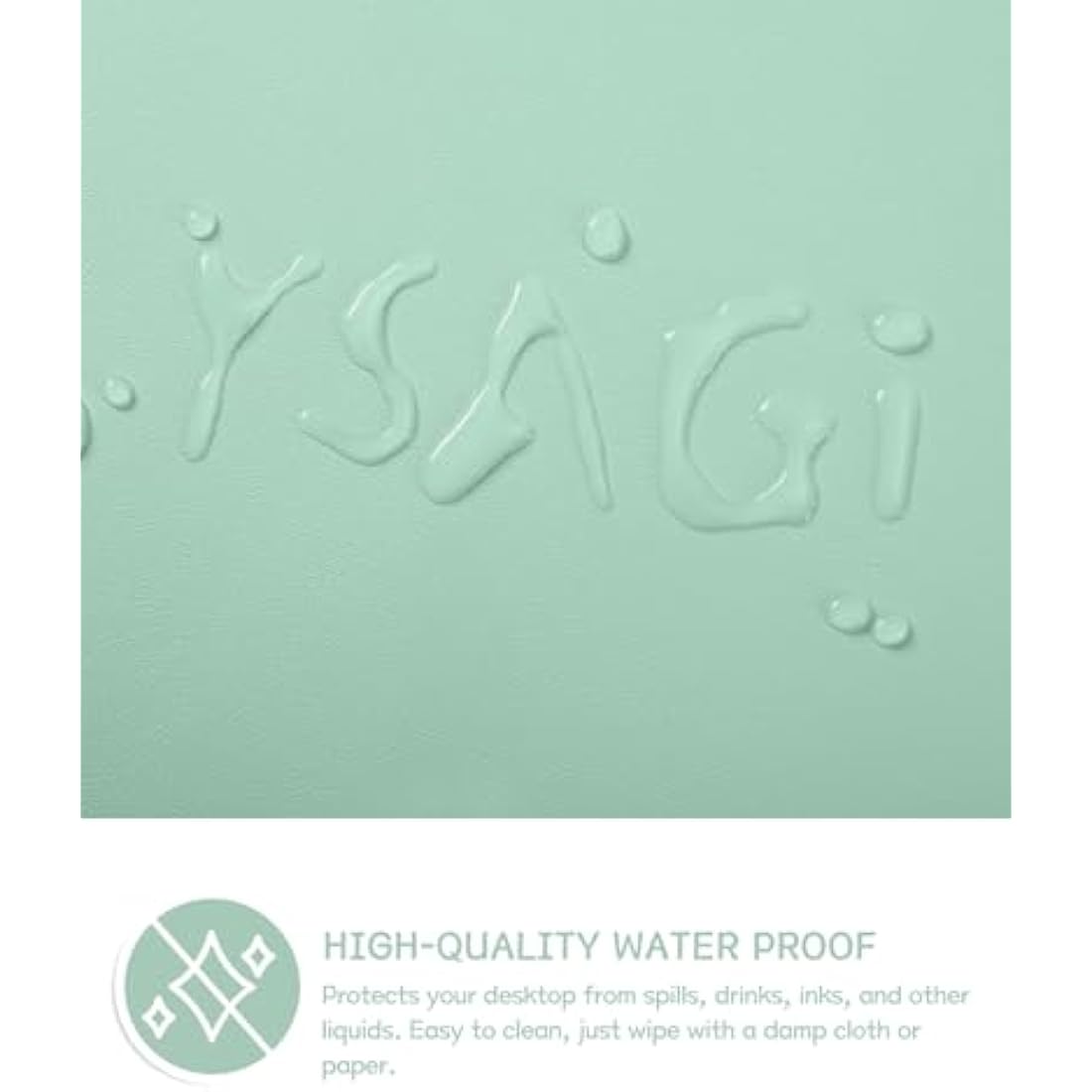 YSAGi Non-Slip Desk Pad, Waterproof PVC Leather Desk Table Protector, Ultra Thin Large Mouse Pad, Easy Clean Laptop Desk Writing Mat for Office Work/Home/Decor (80 x 40 cm, Light Green)