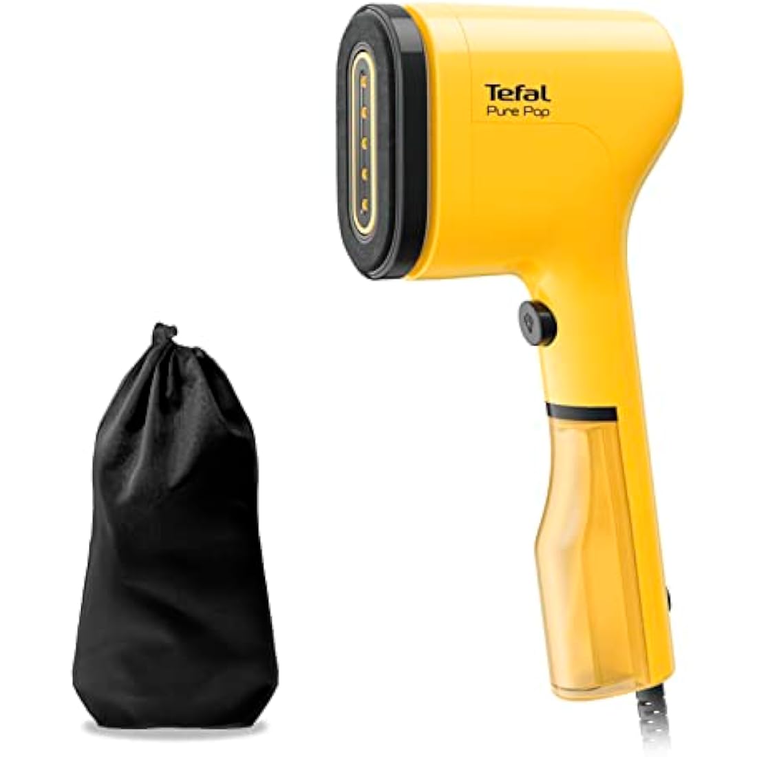Tefal Pure Pop Slim Handheld Clothes Steamer, No Ironing Board Needed, Ready to Use in 15 Seconds, 70ml Detachable Water Tank, Travel Iron, Garment Steamer, Yellow, DT2026