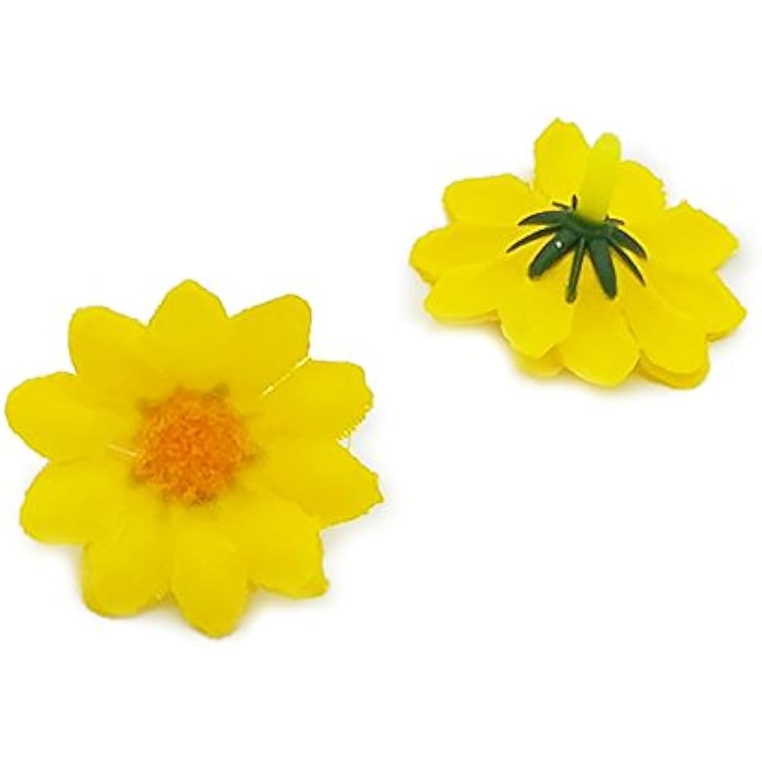 Artificial Daisy Flower Heads 100pcs Fake Gerbera Petals Yellow for DIY Garland Craft Birthday Indoor Outdoor Party Easter Bonnet