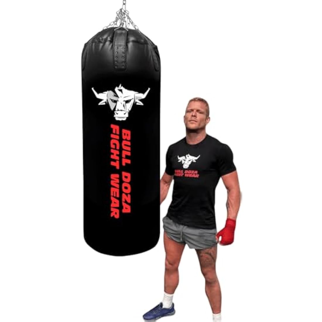 BULLDOZA Heavy-Duty Self-Fill XL Tank Punching Bag – 4ft & 5ft Boxing Bag with Chains, Swivel & Carabiners – Pro-Grade for Boxing, MMA, Kickboxing & Fitness