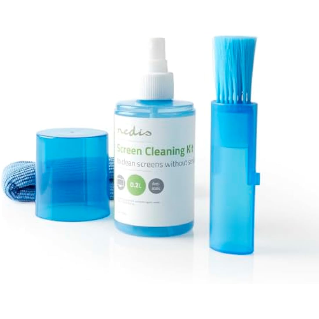 NEDIS Screen Cleaner Kit for TV, PC, Smartphone & Tablet, 200 ml Spray, Brush & Pearl Cloth