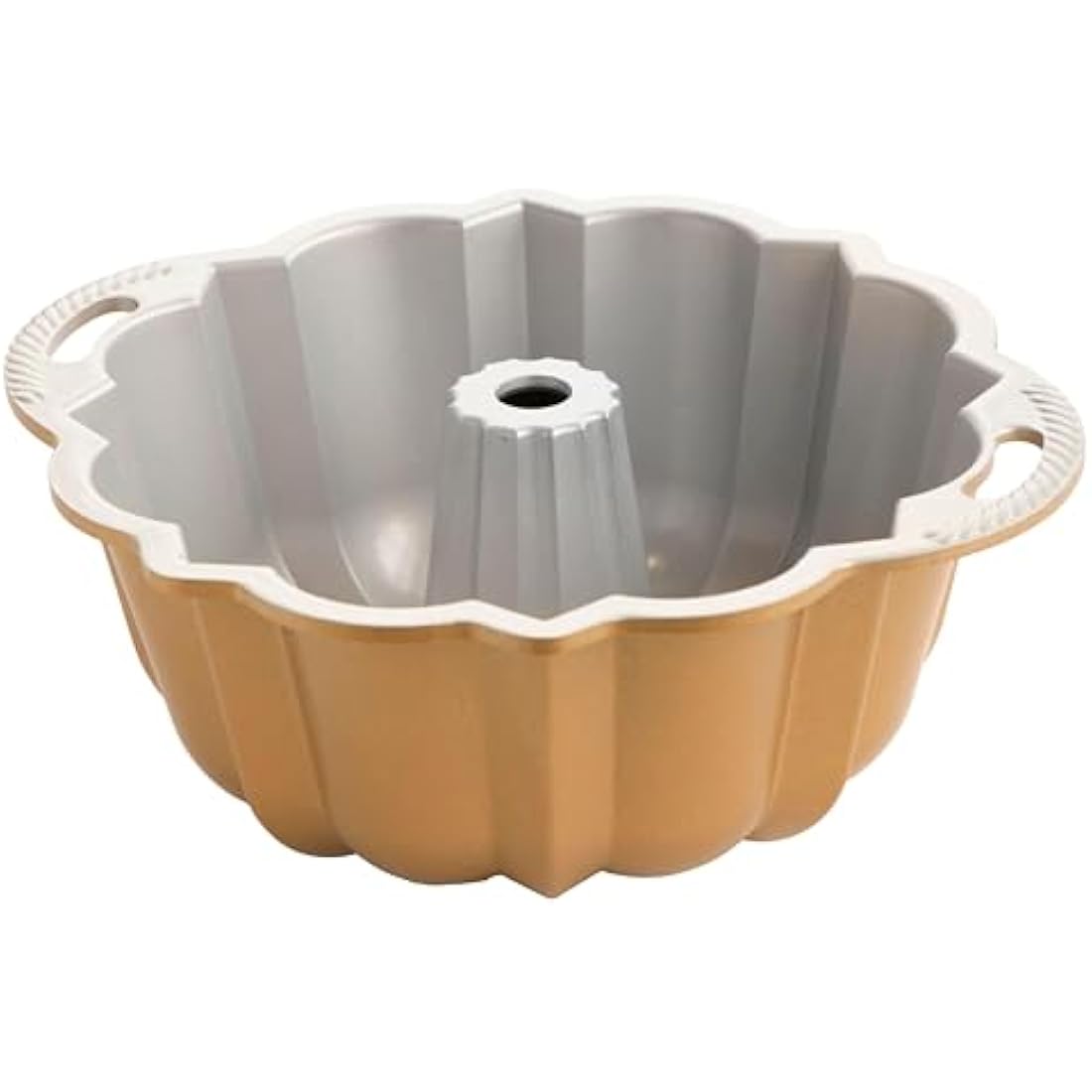 Nordic Ware Platinum Anniversary 12-Cup Bundt Pan, Original Cast Aluminium Bundt Tin, Bundt Cake Tin with Geometric Pattern, Cake Mould Made in the USA, Colour: Gold