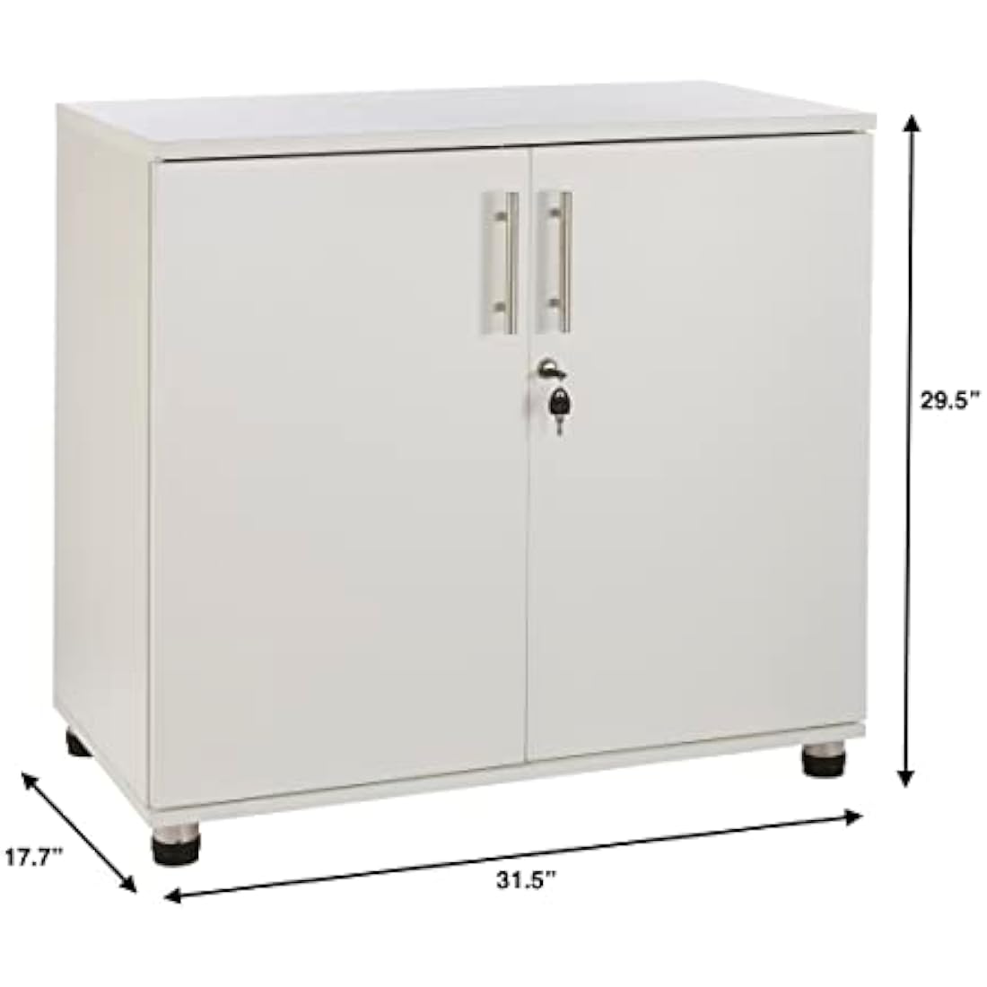 MMT Storage Cupboard, Storage Cabinet, File Cabinet for Office Documents, Garage Tools, Utility, White Wood , Lockable, 31.5" Long