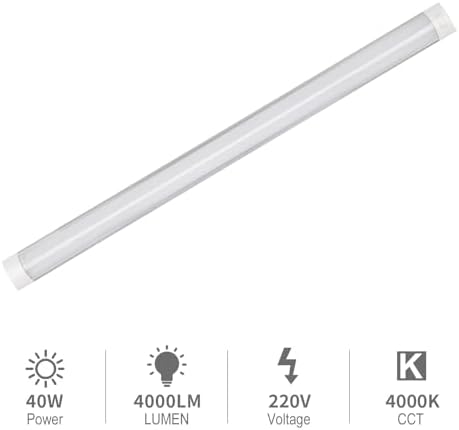 muzha 4 Packs LED Batten Lights 4FT 40W 4000k Daylight,Low Profile Wall or Ceiling Surface Mounted Fitting for Home/Workshop/Office/School Restaurant