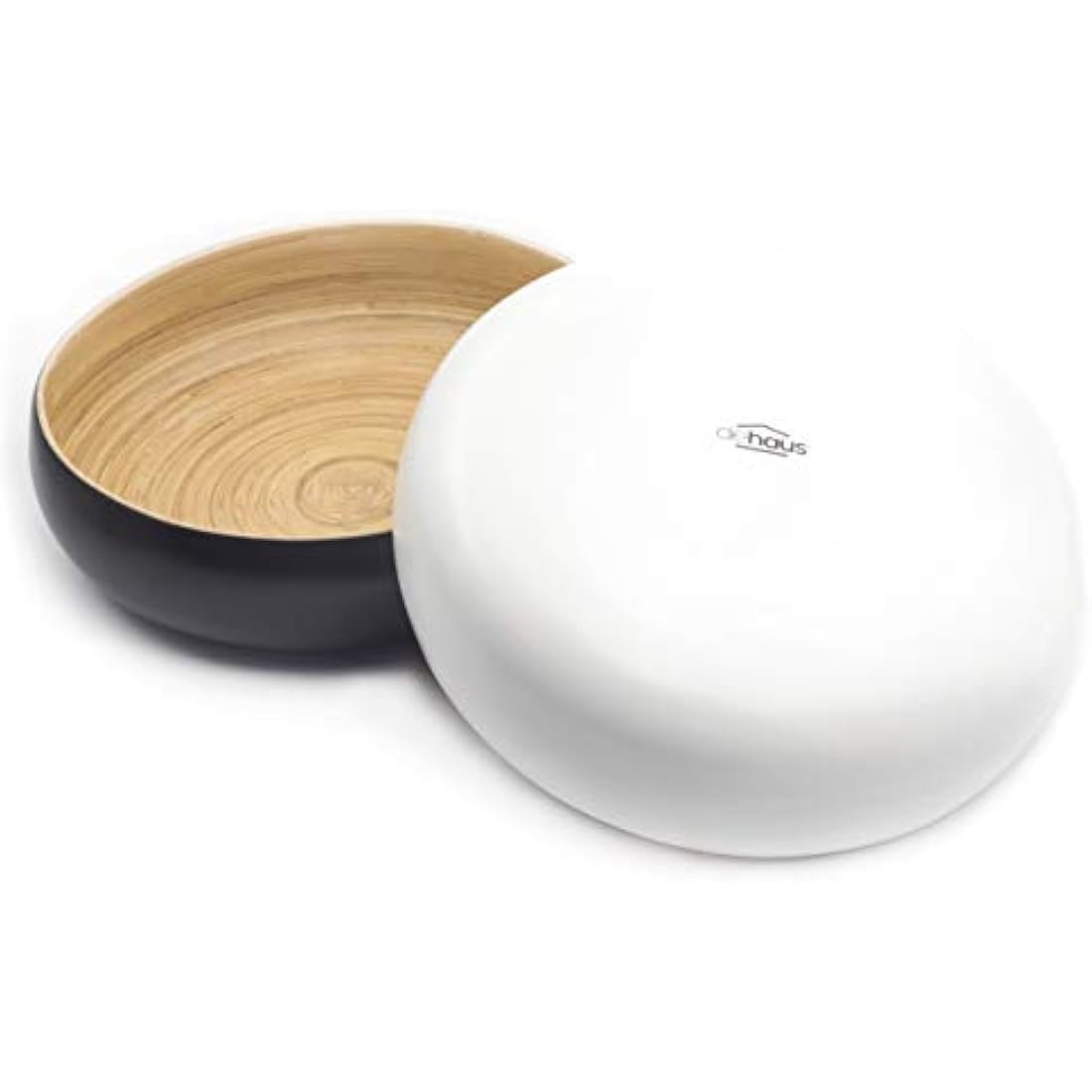 Dehaus® Large Stylish Bamboo Fruit Bowl - 30cm, White - Wooden Salad Serving Bowl - Fruit Basket for Kitchen or Bread Basket - Table Centrepiece Decoration - Home & Kitchen Tableware Accessories