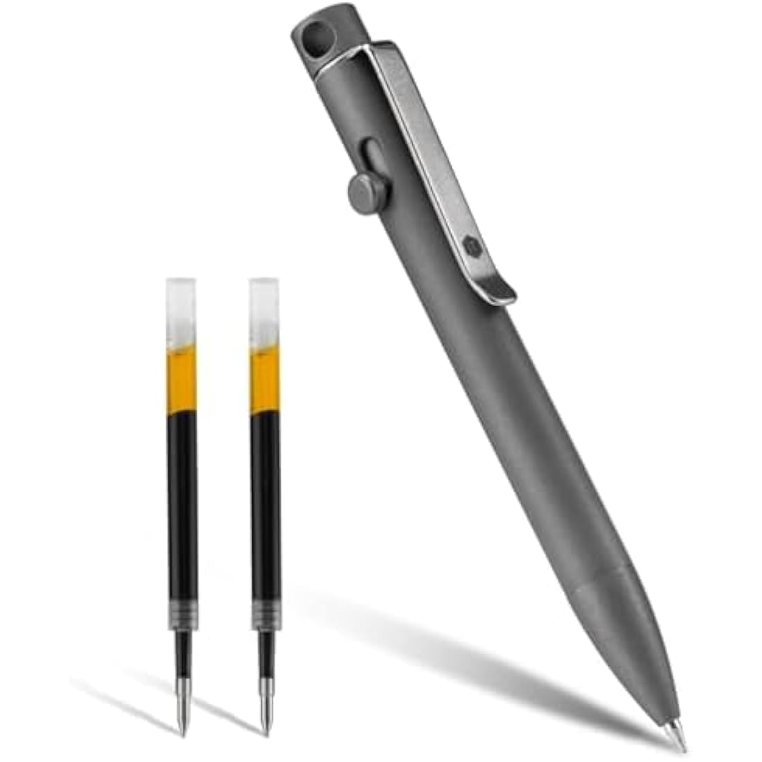 KeyUnity KP03 Ballpoint Pen with Clip, EDC Pocket Pen Titanium Alloy Retractable Ballpoint Pen for Daily Use, (Stonewashed)
