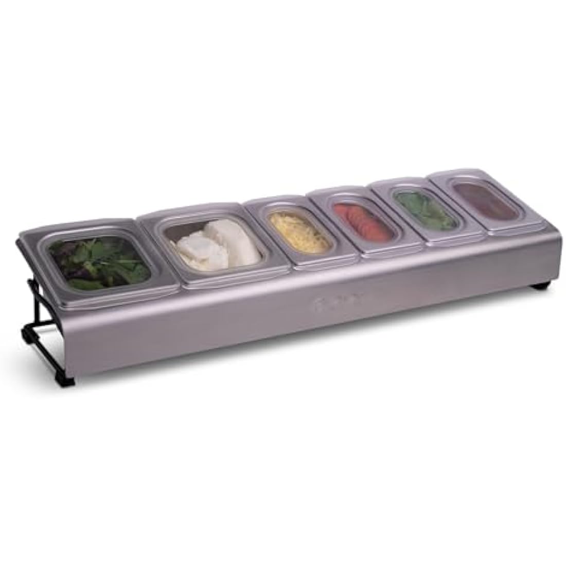 Ooni Pizza Topping Station – 2 x 1.6L and 4 x 0.8L Containers with Custom Fit Lids, Pizza Oven Accessories, Outdoor Kitchen Accessories, Stainless Steel
