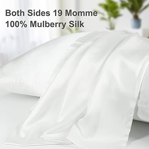 tenn well 2 Pack Mulberry Silk Pillowcases for Hair and Skin, Both Sides 100% Pure Silk Pillowcase 19 Momme Soft Smooth Pillow Case with Hidden Zipper