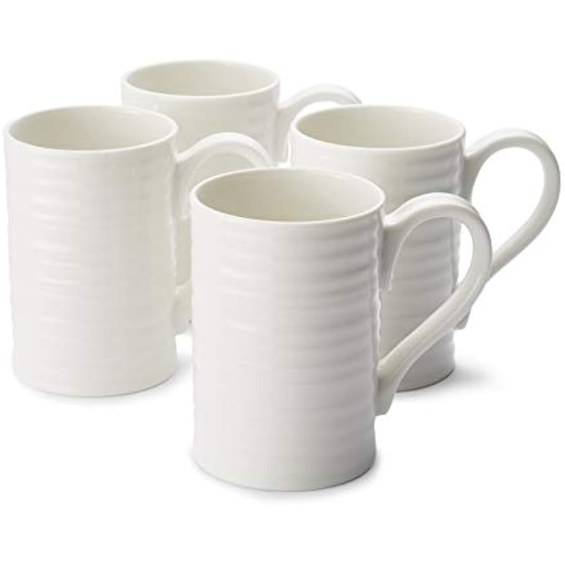 Portmeirion Sophie Conran for Portmeirion Tall Mug, Porcelain, White, 11.5 x 7.3 x 11 cm, Set of 4