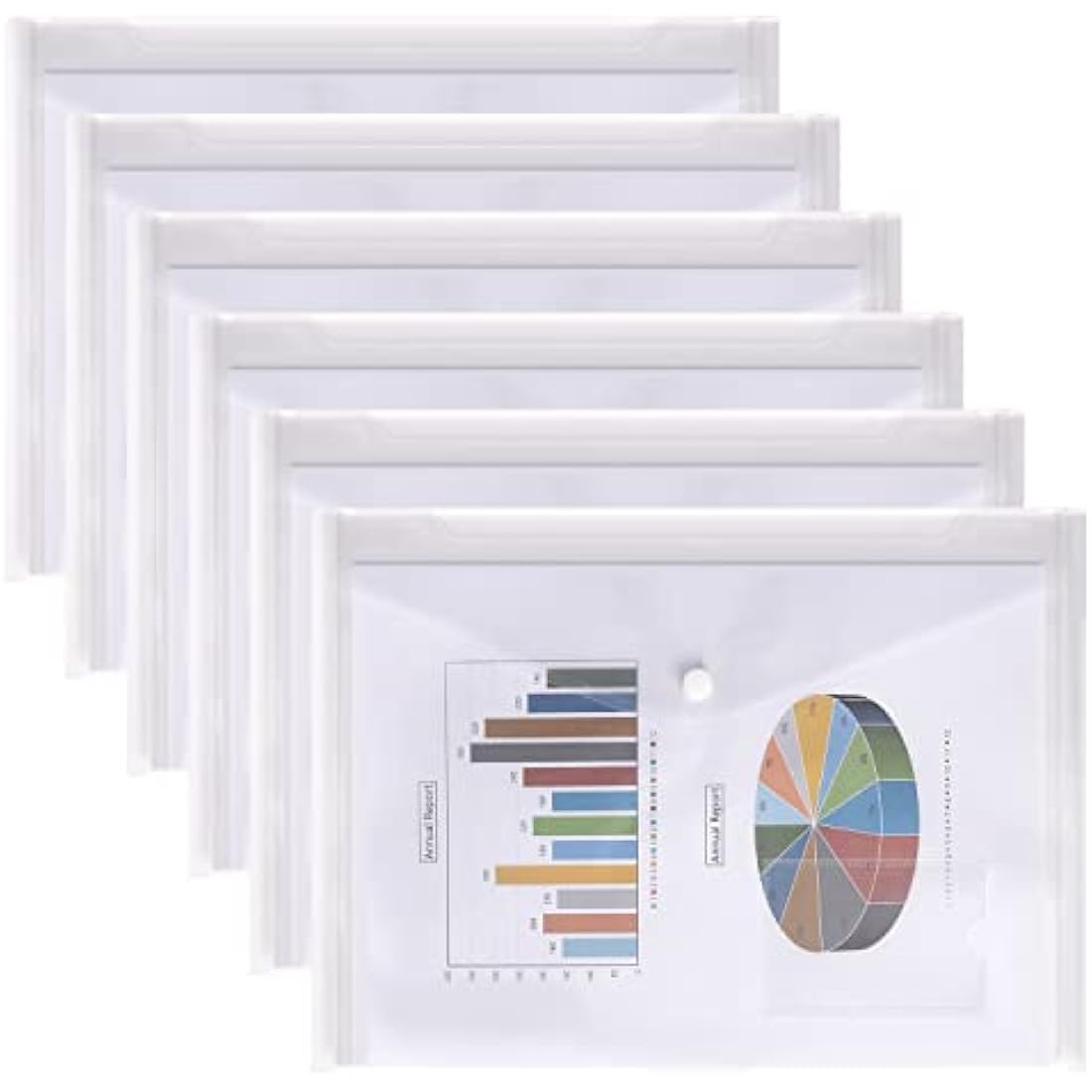 Clear Plastic Wallets A4 Popper Wallets Document File Folders for Paperwork A4 Plastic Envelopes Wallet, Pack of 6