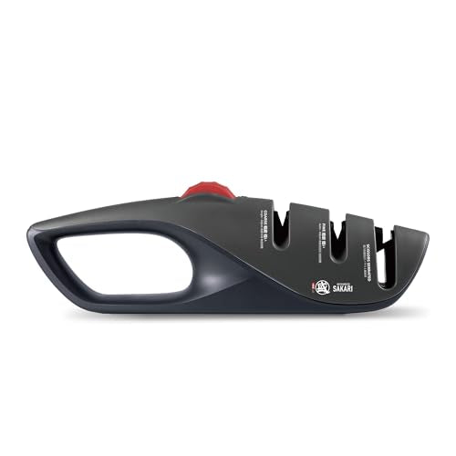 MITSUMOTO SAKARI Multi-Angle Adjustable Knife Sharpener, Japanese Professional 3-Stage Knife Sharpeners, Multi-Functional Knives Sharpener (Also for