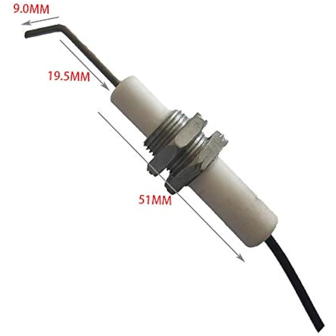 METER STAR Gas Grill/Range/Heater/Grill Igniters,Push Button Piezo Igniter with Threaded Universal Ceramic Electrode Ignition Spark Plug Wire Long 30cm Electronic Device Set of 2