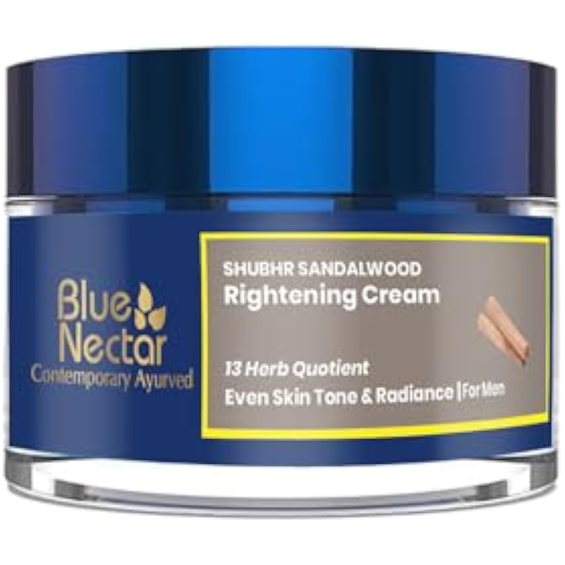 Blue Nectar Brightening Face Cream for Men - Natural Moisturizer with Sandalwood, Turmeric, Aloe Vera & Ayurvedic Herbs(50 g)