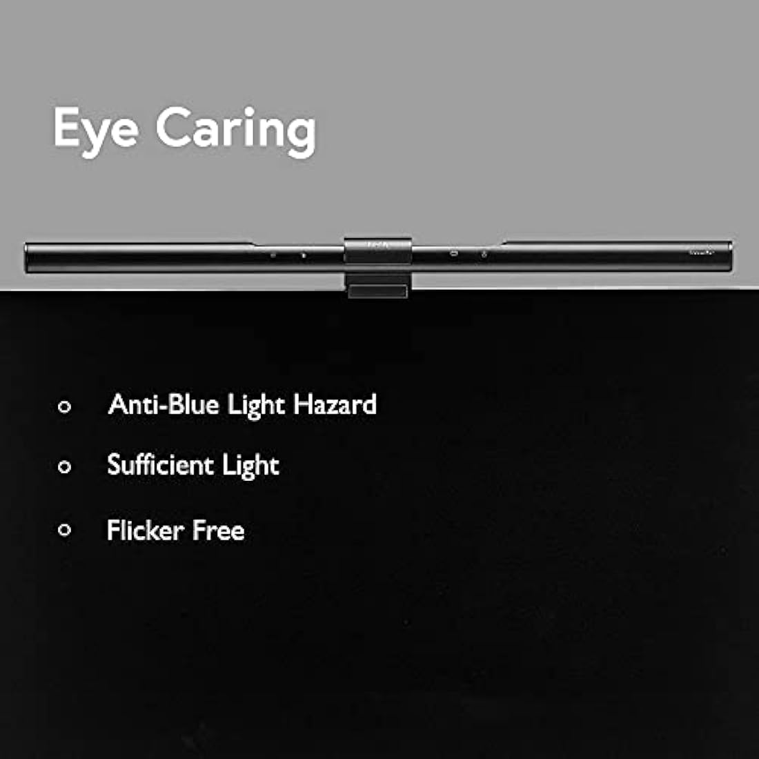 BenQ ScreenBar Monitor Light LED Light Bar with Auto Dimming, Stepless Hue Adjustment & Touch Control, Space Saving Home Office Lamp, Eye Caring, No Screen Glare, Matte Black Daylight LED Lamp