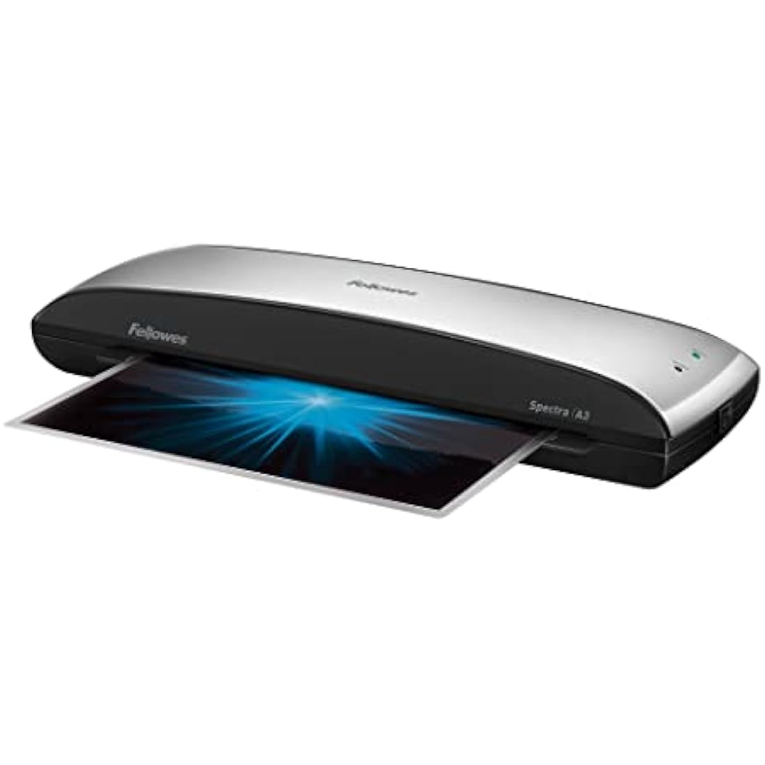 Fellowes Spectra A3 Laminator Machine for Home Office Use - Fast 4 Minute Warm Up Time with Auto Shut Off & Sleep Mode Feature – 80-125 Micron, 10 A4 Laminating Pouch Starter Pack Included, Black/Grey