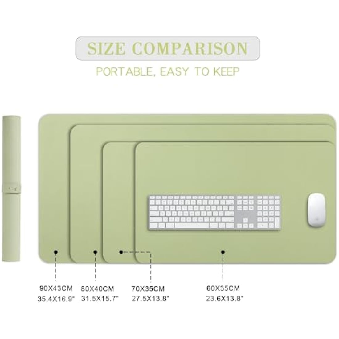 Desk Pad Large, DOBAOJIA Desk Mat, Laptop Mat, Writing Pad, Desk Blotter, Extended Mouse Mat, Large Mouse Pad for Office/Home, PU Leather Waterproof +Suede Non-Slip 27.5" X 13.8" (Light Green)