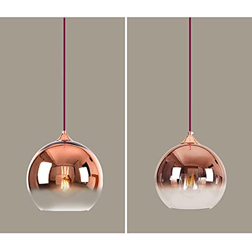 MZStech Spherical Gradient Color Glass Pendant Light Modern Glass Globe Lamp Chandelier Hanging Light (Rose Gold, 20cm)