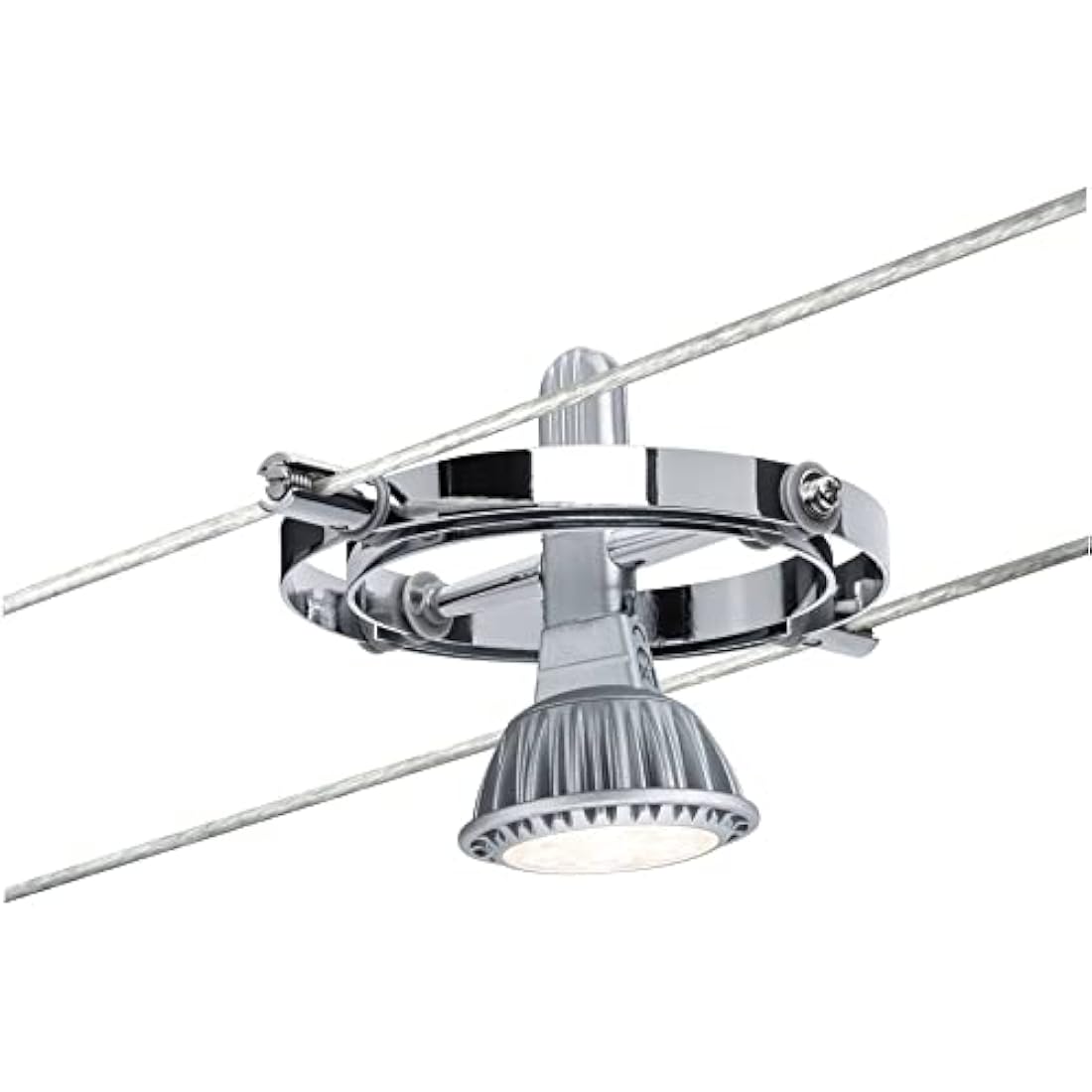 Paulmann 94144 Cable Lighting System – Cardan Set, Extendable Max 4 x 10 Watt Matt Chrome/Chrome Wire Suspension Lamps Without Bulbs