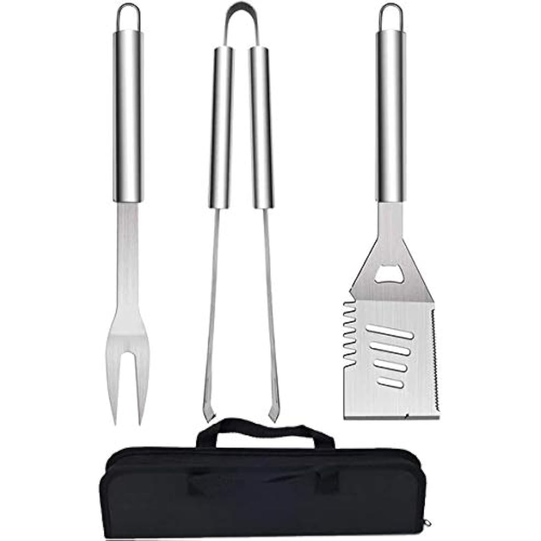 QH7 3Pack BBQ Barbecue Tool Set, Stainless Steel Outdoor Barbecue Grill Utensils Set with Storage Bags for Picnics