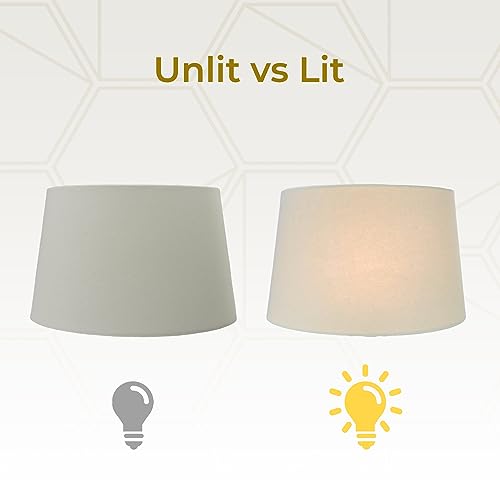 Royal Designs Shallow Oval Hardback Lamp Shade, Linen Eggshell, 10 x 12 x 7