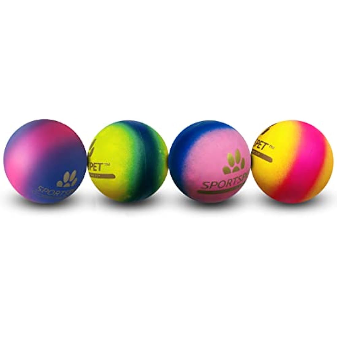 SPORTSPET Tough Bounce Natural Rubber Dog Balls – Highly Durable Tough Bounce Balls, Tennis Ball Size (65mm)- 4 Pack Smoothie Edition