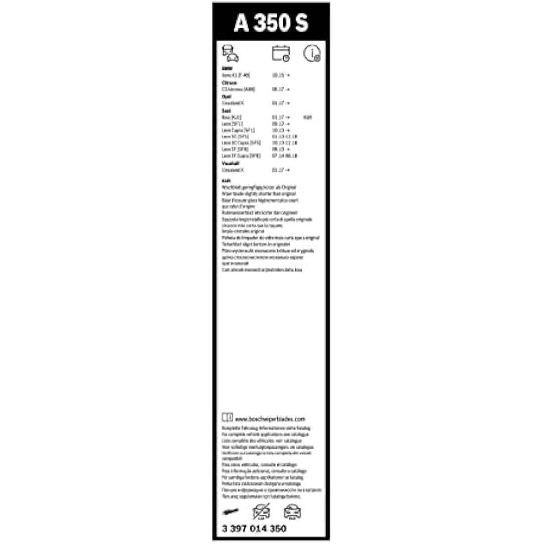 Bosch Wiper Blade Aerotwin A350S, Length: 650mm/400mm − Set of Front Wiper Blades