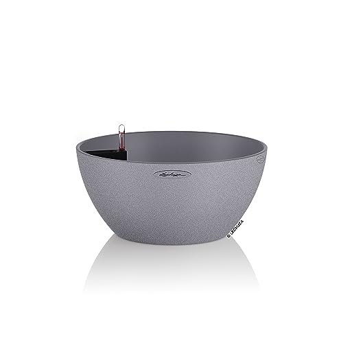 Lechuza Self Watering Plant Pot CUBETO Stone 40 Garden Flower Indoor and Outdoor Plastic Planter with Drainage Hole D40 H18 cm Stone Grey