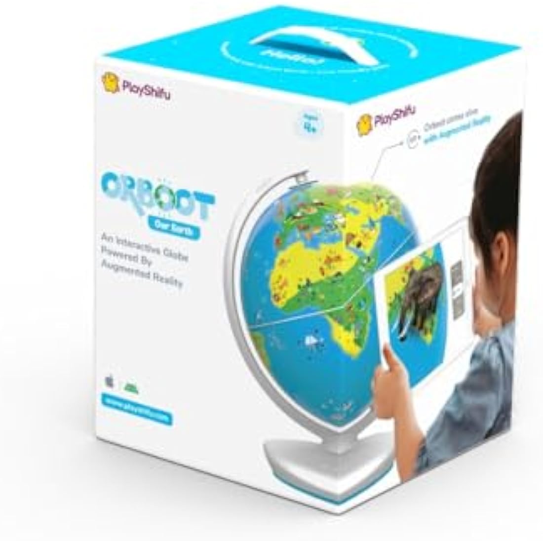 PlayShifu Educational Globe for Kids, Orboot Earth (Globe + App) Interactive AR World Globe, 400 Wonders, 1000+ Facts, STEM Toy Gifts for Kids 4-10 Years, No Borders, No Names on Orboot Globe