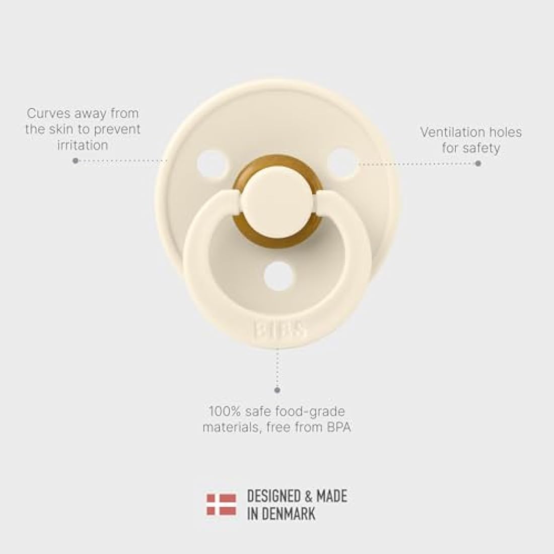 BIBS Dummies Colour 4-Pack, BPA Free Dummy Pacifier, Round Nipple Soothers, Natural Rubber Latex, Made in Denmark. 0-6 Months (Pack of 4), Sage Mix