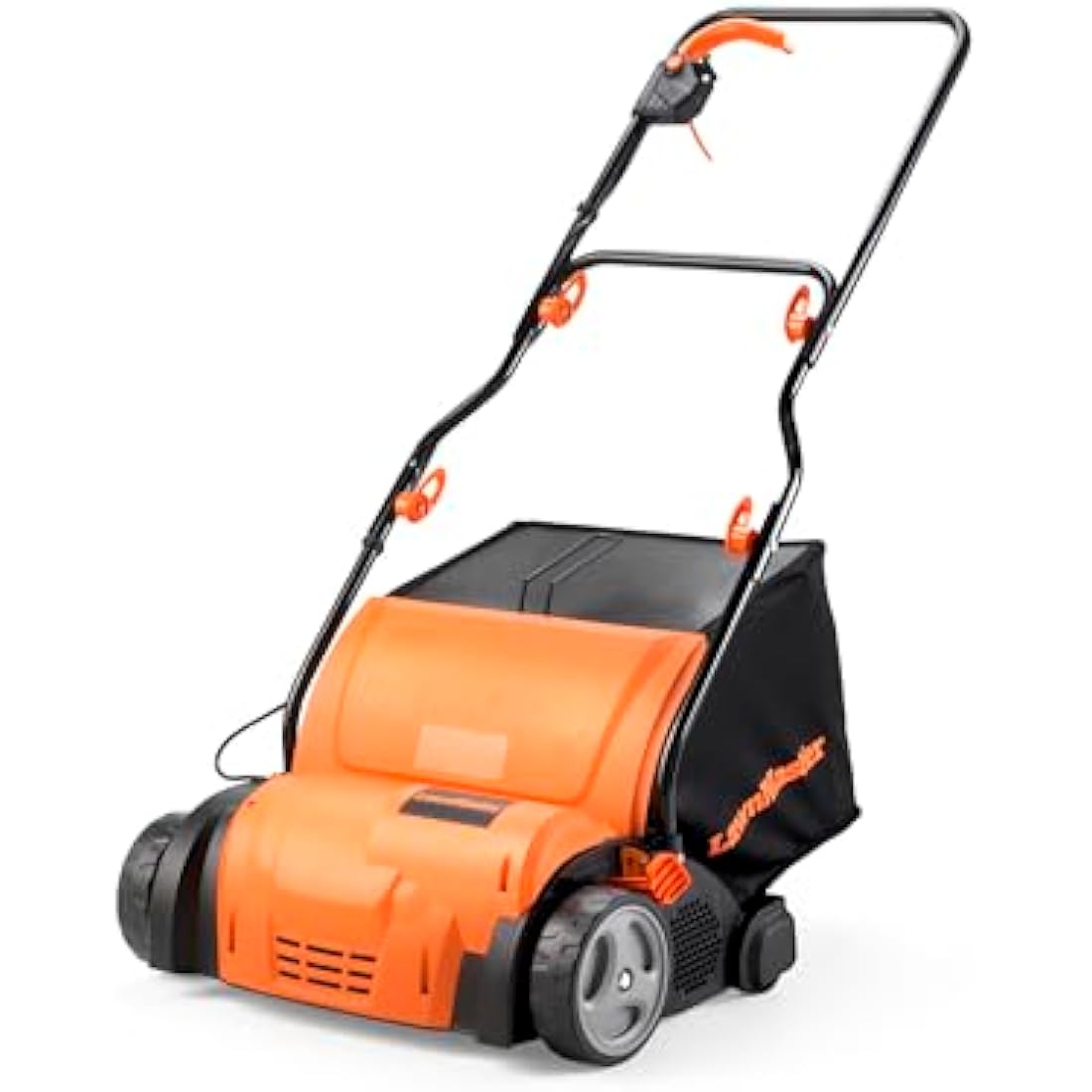 LawnMaster 1350W lawn scarifier, lawn rake, aerator. Electric scarifier with 33cm working width, interchangeable attachments, adjustable working depth and 40L collection bag, With 10m long cable.