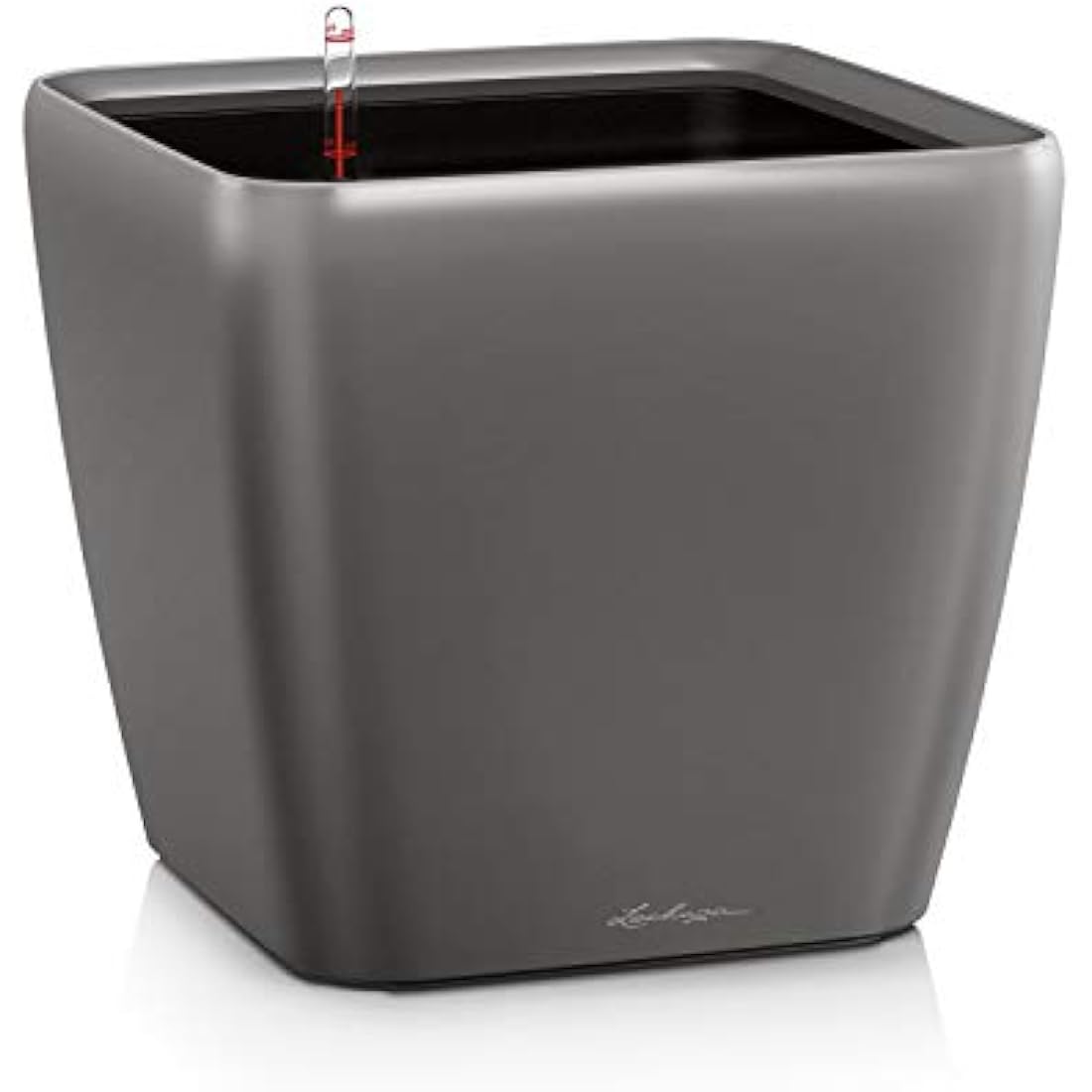 Lechuza Self Watering Plant Pot QUADRO LS 43 Garden Flower Indoor and Outdoor Plastic Planter with Drainage Hole H40 L43 W43 cm Charcoal Metallic